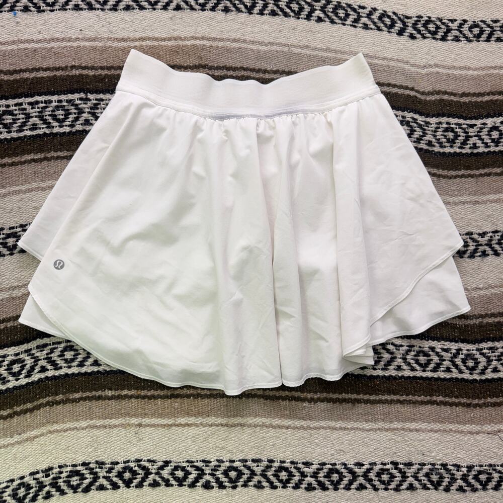 Women's Lululemon White Pleated Tennis Court Rival High Rise Skirt Skort Sz 8